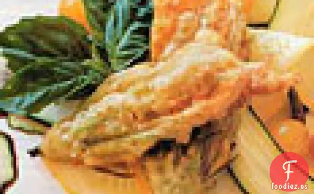 Flores De Calabaza Rellenas De Queso Con Calabaza Afeitada Y Toas