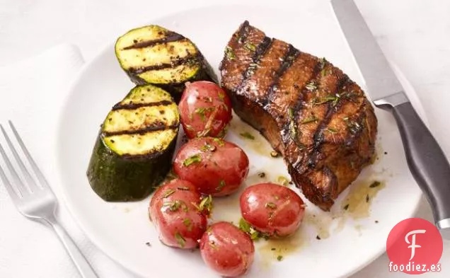 Carne a la Parrilla y Calabacín