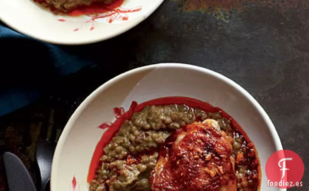 Muslos de Pollo Asados con Estofado de Lentejas