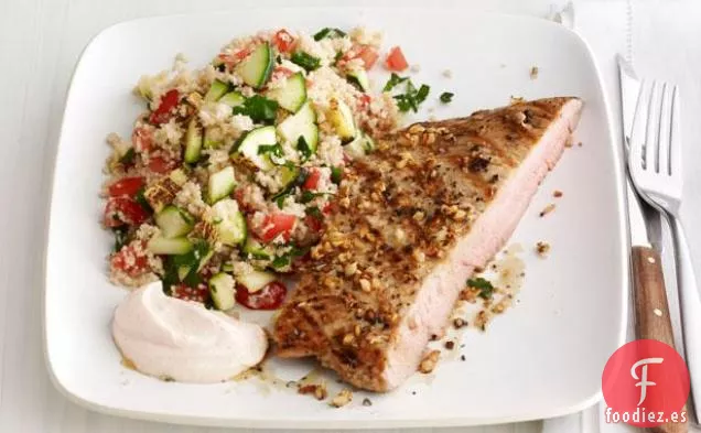 Filetes De Cerdo A La Parrilla Con Cuscús De Calabacín