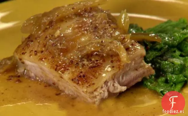 Panceta de Cerdo Estofada con Mostaza Crujiente