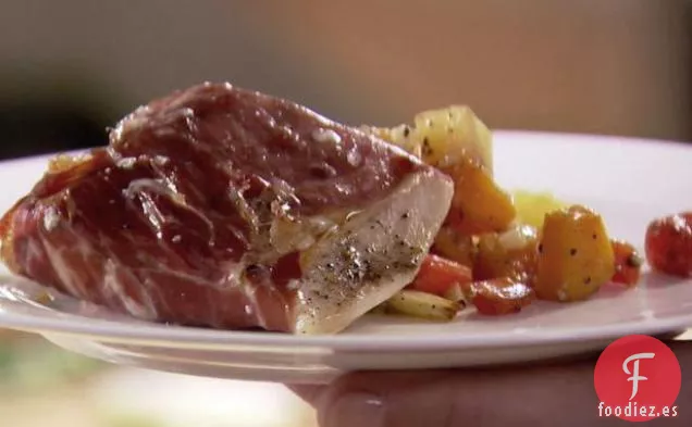 Prosciutto de Lubina Asada con Verduras de Otoño