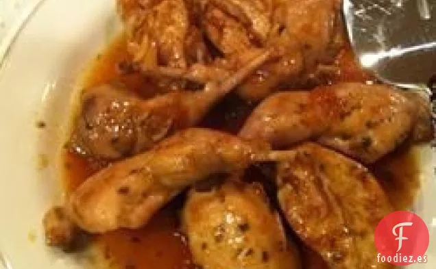 Urogallo Salteado con Salsa Balsámica de Melocotón