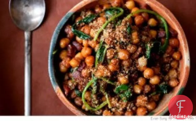 Garbanzos Fritos Con Chorizo Y Espinacas