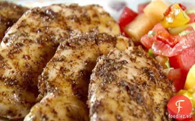 Pollo con Salsa de Melocotón y Melón