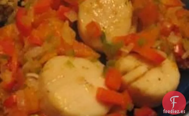 Vieiras con Salsa de Papaya Picante