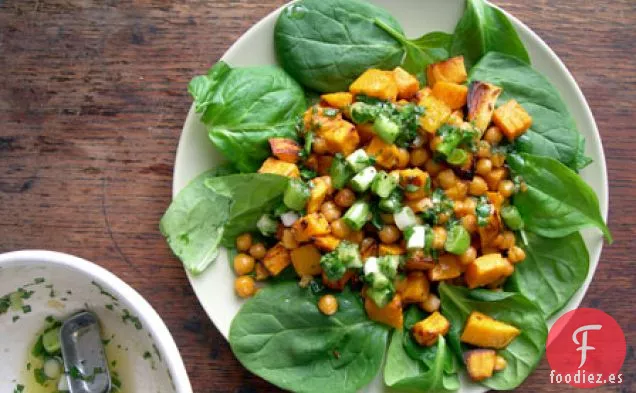 Garbanzos Y Batatas Asados Y Condimentados