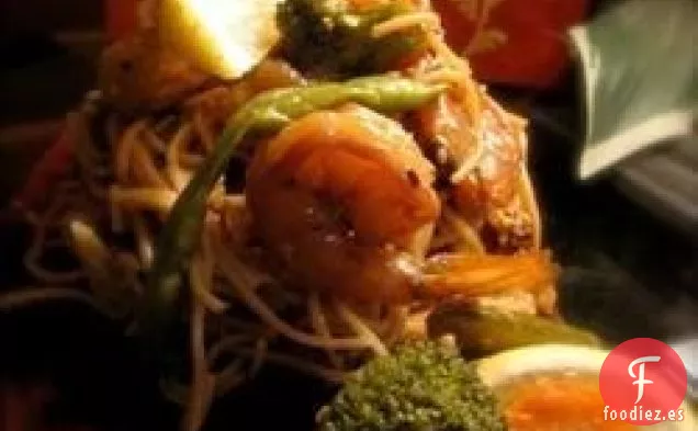 Salteado de Camarones con Jengibre y Naranja