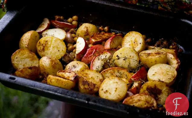 Patatas Asadas Crujientes Con Manzanas y Naranja