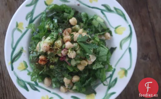 Ensalada Israelí De Garbanzos Con Hojas De Mostaza - Sin Gluten Recetas