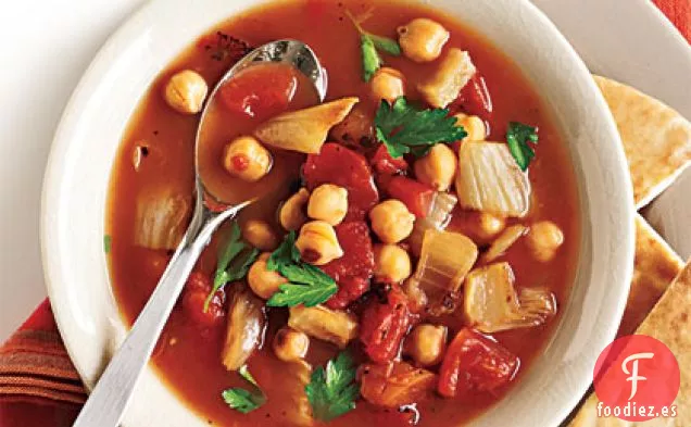Sopa de Hinojo Asado, Tomate y Garbanzos