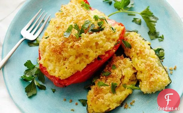 Pimientos Rellenos de Risotto y Calabacín