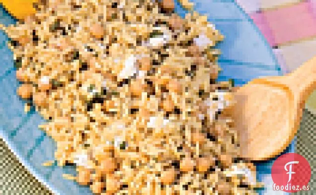 Orzo con Garbanzos, Queso de Cabra y Orégano