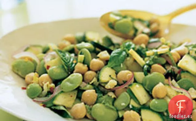 Ensalada De Calabacines A Limón, Garbanzos Y Frijoles De Lima