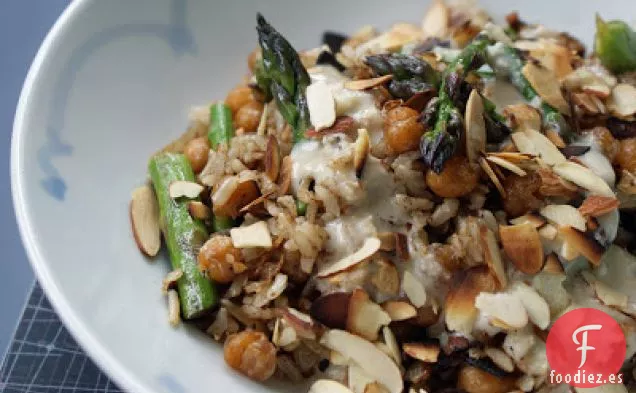 Garbanzos Salteados Y Espárragos Con Arroz Integral Y Limón Ta
