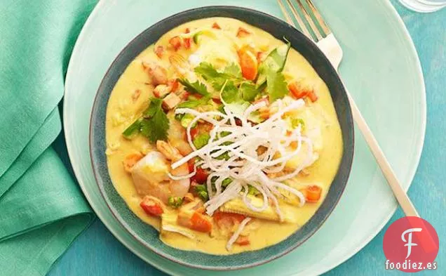 Camarones y Curry Amarillo Vegetal