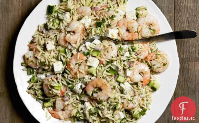 Camarones Asados y Orzo