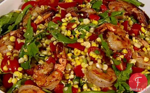 Ensalada de Maíz a la Parrilla con Camarones Marinados