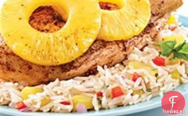 Pollo con Especias de Piña y Arroz
