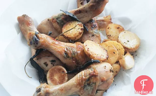 Muslos de Pollo Asados con Hierbas de Invierno