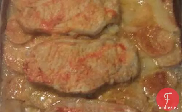 Patatas con Festones y Chuletas de Cerdo