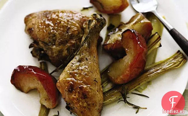 Pollo Asado, Manzanas y Puerros