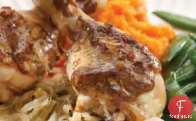 Pollo Al Horno Con Cebollas Y Puerros