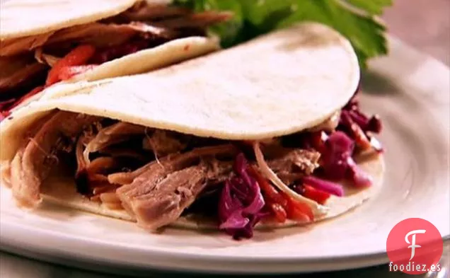 Tacos Asados de Cerdo A la Naranja Cocidos a Fuego Lento