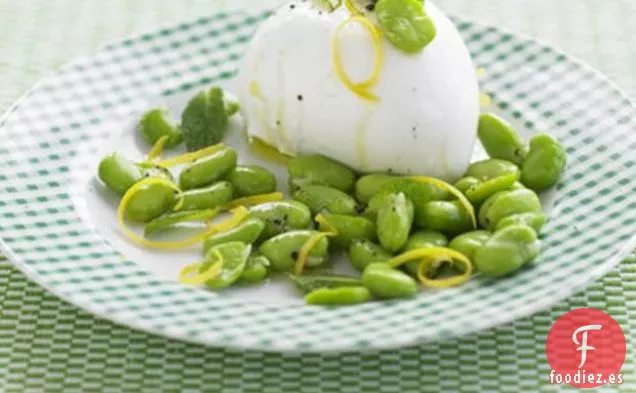 Habas Con Mozzarella, Limón y Menta