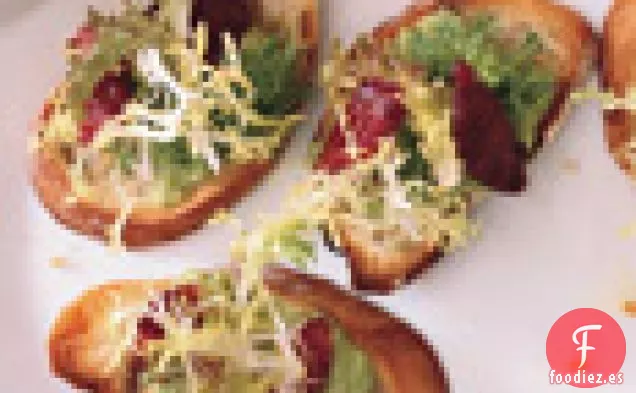 Bruschetta con Habas, Verduras y Naranjas Sanguinas