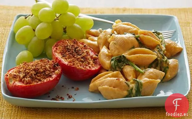 Macarrones de Espinacas de Trigo Integral con Queso y Tomates Asados