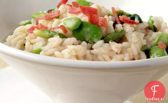 Risotto de Habas con Mozzarella Fresca y Jamón