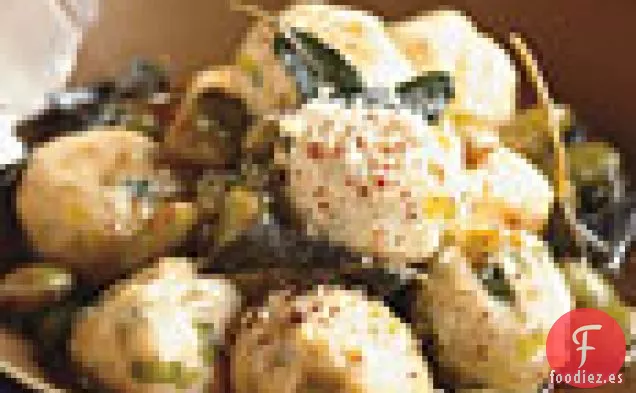 Ñoquis de Ricota con Puerros y Habas