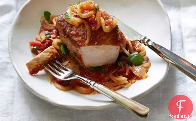 Chuletas de Cerdo con Hinojo y Salsa de Alcaparras