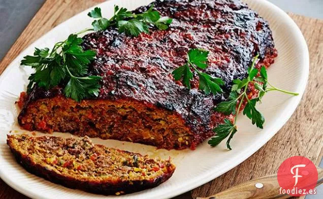 Pastel de Carne de Verduras Asadas con Glaseado Balsámico
