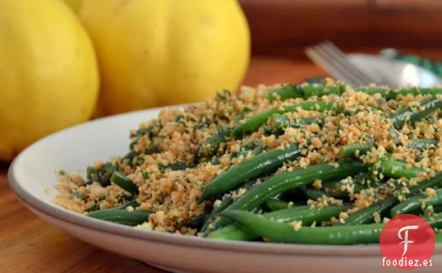 Judías Verdes Con Limón Y Pan Rallado De Almendras