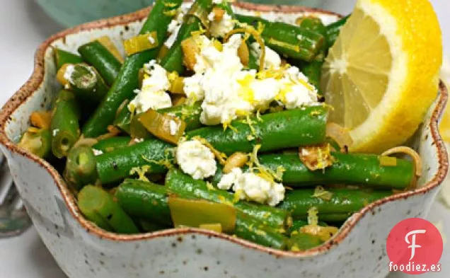 Judías Verdes Con Puerros y Queso Feta