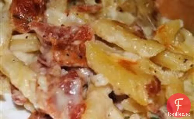 Macarrones Cheddar Blancos con Tocino y Tomillo