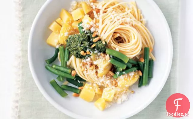 Pasta al Pesto con Judías Verdes y Patatas