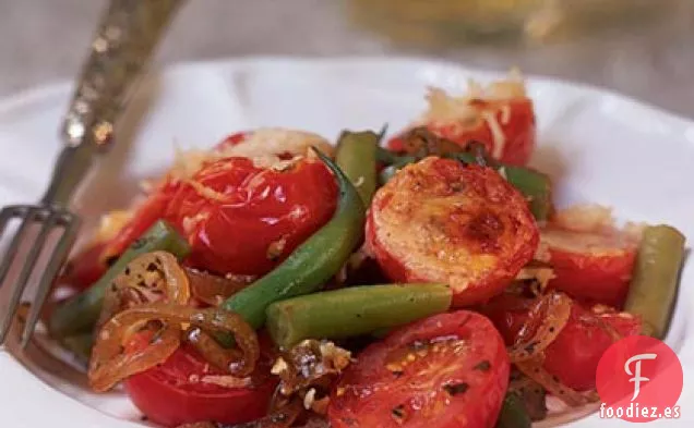 Tian de Cebolla Caramelizada, Frijol Verde y Tomate Cherry
