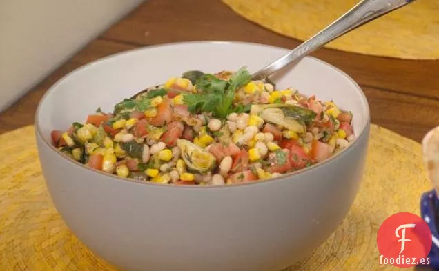 Succotash de Maíz Tostado y Coles de Bruselas