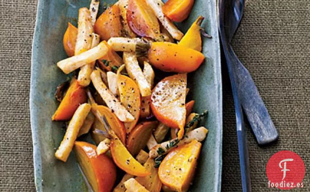 Remolacha Asada y Raíz de Apio con Mantequilla de Cabra