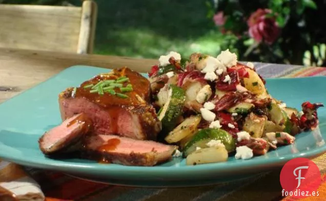 Chuletas de Cordero a la Parrilla con Salsa Barbacoa de Mostaza