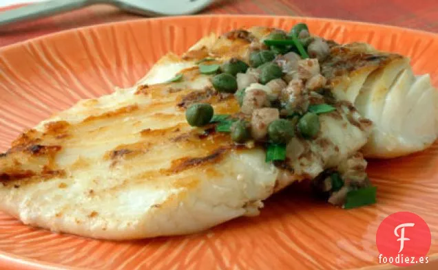 Fletán a la Parrilla con Vinagreta de Alcaparras de Limón