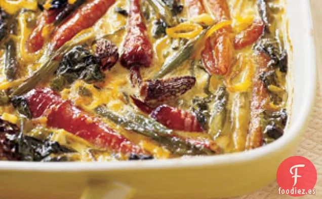 Fricasé De Verduras De Primavera Con Crema De Azafrán