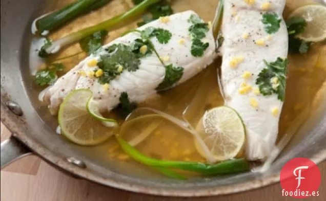 Fletán escalfado con Jengibre y Cilantro