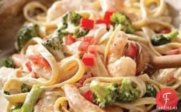 Fettuccine de Camarones y Brócoli
