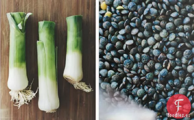 Puerros Estofados + Lentejas Moscovitas