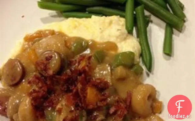 Camarones Cajún con Sémola de Queso