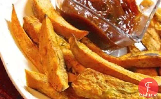 Patatas Fritas Fáciles de Boniato con Salsa de Tomate al Curry